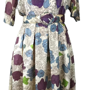 50s Acetate Fabric with Floral Print Day Dress Cheap Original