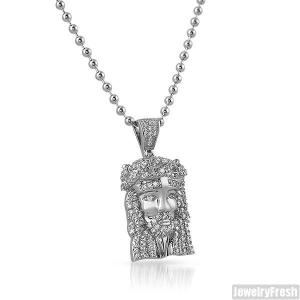 White Gold Finish Lab Diamond Micro Jesus Piece Sale Browse
