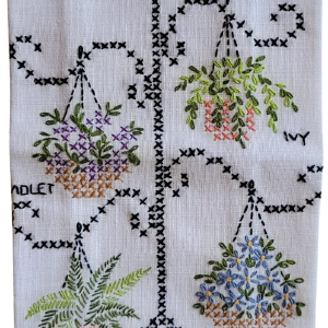 Cross Stitch Planters Print White Tea Towel Cheapest