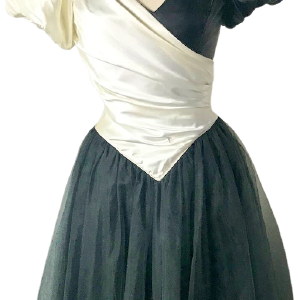 Vintage 80s Black and Ivory Tulle Party Press Sale Supply