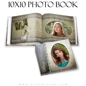 Senior Girl Photo Book Templates (10x10) - Antique Damask From China Free Shipping Low Pice