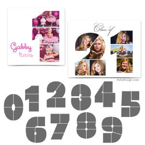 Photoshop Collage Layouts 12x12 - Simply Stated Numbers Clearance Discounts