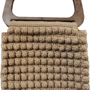 Crocheted Knit Wood Handle Handbag Purse Outlet Discount Sale