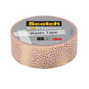 Scotch Expressions Washi Tape C614-P2, Pastel Pink with Gold Foil Dots For Nice For Sale