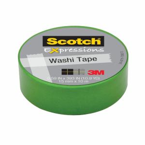 Scotch Expressions Washi Tape C314-GRN, .59 in x 393 in (15 mm x 10 m)Green Sast For Sale