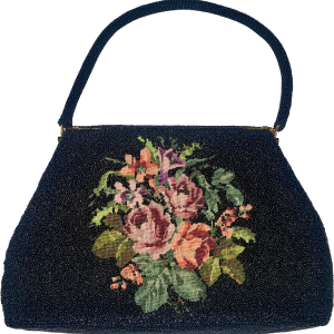 Black Fully Beaded and Needlepoint Frame Bag Free Shipping Online