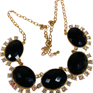 Black Faceted Cabochon Rhinestone Necklace Clearance 100% Guaranteed