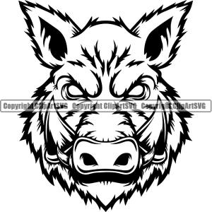 Boar Wild Hog Pig Razorback Mask Animal Angry Cartoon College High School Team Sport Mascot Design Logo Clipart SVG Clearance Pirce Sale