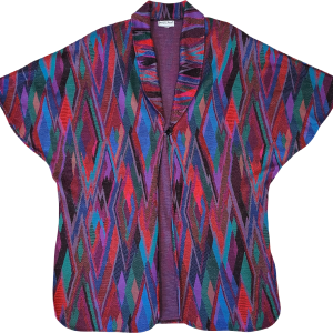 80s/90s Purple Blue Geo Flame Stitch Poncho Cape by Jeanne Durrell for The Lorch Co Really Cheap Shoes Online