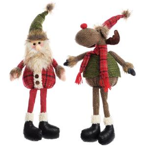 Decoris 955782 Christmas Decoration Fabric Santa & Reindeer, Red/Green Looking For For Sale