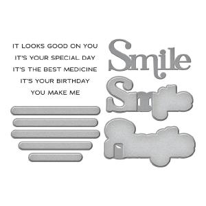 Spellbinders - Spotlight Frames and Florals Collection - Clear Stamps & Dies - You Make Me Smile Sentiments High Quality