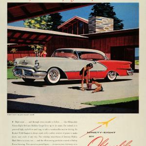 1956 Ad Ninety Eight Deluxe Holiday Coupe Oldsmobile Cars Rocket T-350 SEP5 Extremely For Sale