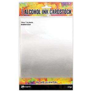 Tim Holtz Alcohol Ink Cardstock 5"X7" 10/Pkg Brushed Silver Discount 2025 New