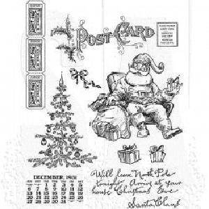 Tim Holtz Cling Mount Stamps: Santa Visit CMS500 Sale Affordable