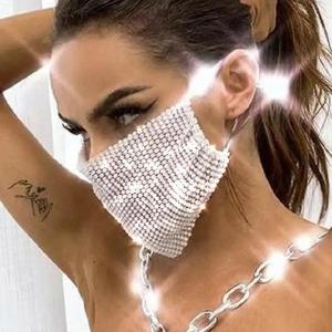 White Rhinestones One Piece Face Mask Low Pice Sale Online