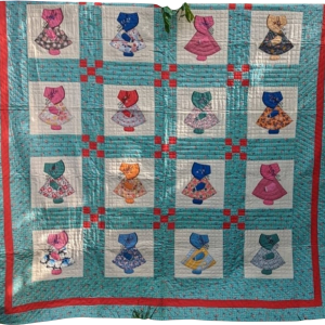 Vintage Handmade Sunbonnet Sue Applique Quilt Bedspread 76x92 Cheap Sale