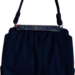 Black Multicolor Floral Needlepoint Embroidered Lock Handbag Official