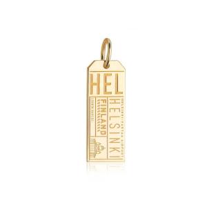 Helsinki Finland HEL Luggage Tag Charm Gold Excellent