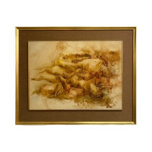 Mid Century Ink And Watercolour Painting Clearance Fast Delivery