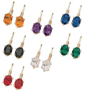 7 Pair Color Crystal Latchback Pierced  Earring Set Cheap Sale Tumblr