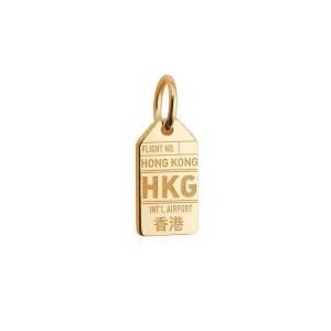 Hong Kong China HKG Luggage Tag Charm Solid Gold Mini Outlet Clearance