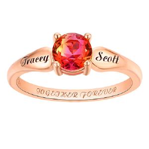 14K Rose Gold Plated Iridescent Stone Engraved Tapered Ring Order Online