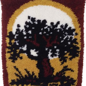 Latch Hook Rug Oak Tree Scene Vintage 70s Quality Handmade Finished Wall Hanging by Handmade Handcrafted Outlet Fashion Style