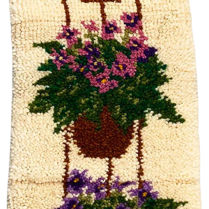 Latch Hook Floral Fiber Art Flowers Textile Craft 80s Kitsch Retro Wall Hanging Kitschy Nursery Kids Flower View For Sale