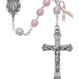 Breast Cancer Awareness Rosary Pink and White Beads Cheap Sale Choice