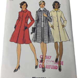 Vintage Simplicity 5928 Pattern Misses 12-24. 5 Princess Coat Top Stitched Uncut by Simplicity Inexpensive For Sale