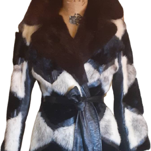 60s Mink White Black Leather Mosaic Geometrcoat Clearance Pre Order