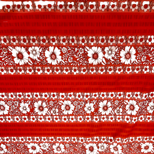 70s/80s Mod Red Orange White Floral Polyester Fabric Cheap Sale Low Pice