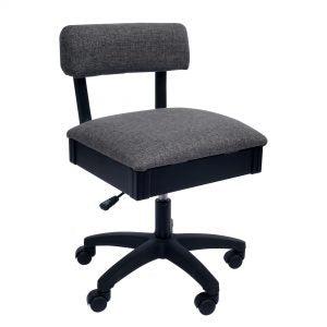 Arrow Hydraulic Sewing Chair in Black with Lady Gray Fabric 2025 New For Sale