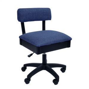 Arrow Hydraulic Sewing Chair in Black with Duchess Blue Fabric Cheap Sale Now