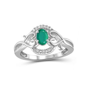 Emerald Ring Birthstone Jewelry  0.33 Carat Emerald 0.925 Sterling Silver Ring Jewelry with White Diamond Accent  Gemstone Rings with Hypoallergenic 0.925 Sterling Silver Band Recommend Online