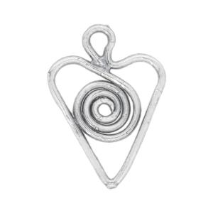 Sterling Silver Charm, Spiraled Heart 16.5x12mm, 1 Piece Quality Free Shipping