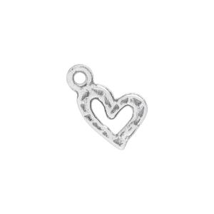 Sterling Silver Charm, Small Textured Heart 9.5x5.5mm, 1 Piece Huge Surprise