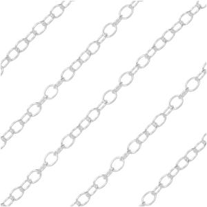 Sterling Silver Cable Chain, 2.2x1.8mm, by the Foot Extremely For Sale