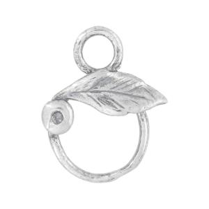 Sterling Silver Charm, Small Circle with Leaf 16x10mm, 1 Piece Cheap Wholesale