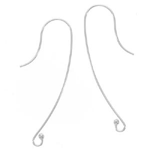 Sterling Silver Long Loop Fashion 1-Ball Earring Hooks, (2 Pairs) Outlet Nicekicks