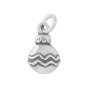 Sterling Silver Charm, Round Christmas Ornament 12.5x8mm (1 Piece) Hot Sale