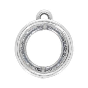 Sterling Silver Charm, Rivoli Filigree Setting 16.5x14mm, 1 Piece With Credit Card