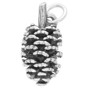 Sterling Silver Charm, 3D Pine Cone 20mm (1 Piece) Clearance Newest