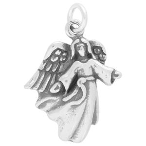 Sterling Silver Charm, Classic Winged Angel 20x15.5mm (1 Piece) Cheap Sale Brand New Unisex