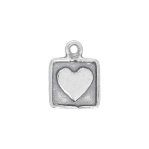 Sterling Silver Charm, Square Heart 10x7.5mm, 1 Piece Pices Online