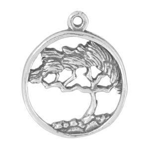Sterling Silver Charm, Small Round Tree of Life 15mm, 1 Piece For Sale For Sale