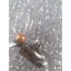 Auzz Trinklets Pearl Charms Peach with words Beautiful / I Am Cheap Sale Visit