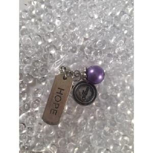 Auzz Trinklets Pearl Charms Dark Purple with words Hope/Mom Outlet Purchase