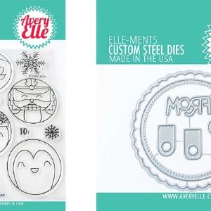 Avery Elle Clear Stamp and Die Combo HOLIDAY CIRCLE TAGS Marketable For Sale