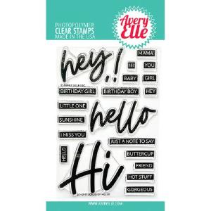 Avery Elle Clear Stamp Set 4"X6" LOADS OF HELLO CLEAR STAMPS Fashionable For Sale